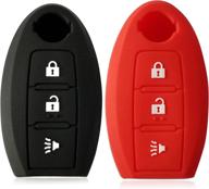 🔑 massimiliano incas nissan key case for murano s sl pathfinder 370z cube leaf quest juke versa note rogue armada - 2pcs dobrev 3 buttons silicone smart key cover skin fob holder (black and red) logo