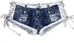 img 4 attached to Cresay Women Sexy Cut Off Low Waist Denim Jeans Shorts Mini Hot Pants