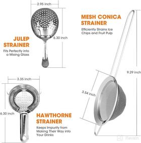 img 2 attached to Ultimate Stainless Steel Cocktail Strainer Set: Hawthorne, Julep, and Fine Mesh Strainers for Bartenders and Bar Tools