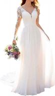 stunning long sleeve wedding dress - hongfuyu lace applique bridal gown with deep v neck logo