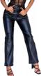 high-waisted faux leather bell bottom flare pants for women - stretchy leggings with wide leg trousers logo