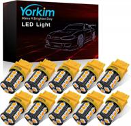 осветите свой автомобиль желтыми светодиодными лампами yorkim 3157 для стоп-сигналов и фонарей заднего хода — упаковка из 10 штук логотип