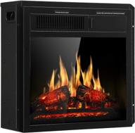 jamfly electric fireplace insert 18" freestanding heater with 7 log hearth flame settings and remote control,1500w,black logo