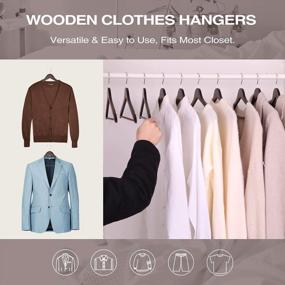 img 3 attached to FairyHaus Wood Hangers 30 Pack, Smooth Finish Wooden Coat Suit Hangers With 360° Swivel Hook And Notches, Lightweight Walnut Wood Clothes Hangers For Camisole, Pants, Dress