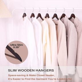 img 2 attached to FairyHaus Wood Hangers 30 Pack, Smooth Finish Wooden Coat Suit Hangers With 360° Swivel Hook And Notches, Lightweight Walnut Wood Clothes Hangers For Camisole, Pants, Dress