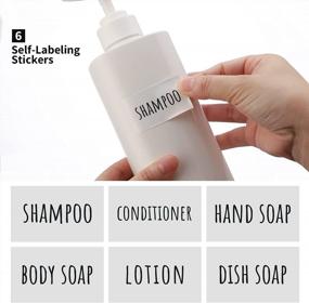 img 3 attached to Segbeauty 25.4Oz Shampoo Conditioner Bottles, 3Pcs 750Ml Pump Press Dispenser Set With Labels, Empty Refillable Shampoo Body Soap Conditioner Gel Plastic Lotion Containers For Bathroom Hotel White