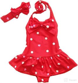 img 2 attached to Dalary Baby Girls One Piece Swimsuits Beach Wear Bundle with Headband: Cute and Stylish Swimwear for Little Water Divas