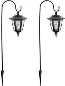 img 4 attached to 2 Pack Maggift 34 Inch Hanging Solar Lights With Dual Use Shepherd Hooks - Outdoor Coach Lighting
