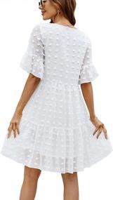 img 3 attached to Swiss Dot Chiffon Summer Dress For Women - Casual Short Sleeve Ruffle Babydoll Tiered Loose Mini Dress, Perfect For Flowy Outfits 859