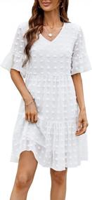 img 2 attached to Swiss Dot Chiffon Summer Dress For Women - Casual Short Sleeve Ruffle Babydoll Tiered Loose Mini Dress, Perfect For Flowy Outfits 859