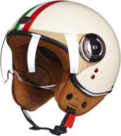 🛵 dot approved open face helmet with visor for retro vespa scooter, chopper, and bobber enthusiasts logo