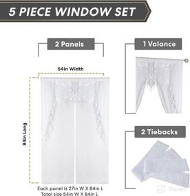 img 3 attached to 🌟 Regal Home Collections Cascade White Curtains - 5-Piece Window Curtain Set with Attached Valance and 2 Tiebacks - 54-Inch W x 84-Inch L Panels