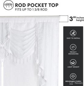 img 2 attached to 🌟 Regal Home Collections Cascade White Curtains - 5-Piece Window Curtain Set with Attached Valance and 2 Tiebacks - 54-Inch W x 84-Inch L Panels