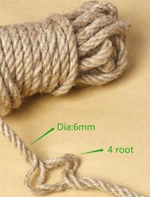 img 3 attached to 🐈 Natural Hemp Rope, 1/4-inch Heavy-Duty Jute Twine for Cat Tree and Tower | DIY Scratcher, Scratching Post Replacement, Pad | Crafts, Gardening, Hammock, Home Decorating – 33FT