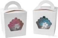 one more large single cupcake holder with handle & pvc window - perfect for birthday parties (white 15 pack) логотип