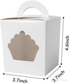 img 3 attached to ONE MORE Large Single Cupcake Holder with Handle & PVC Window - Perfect for Birthday Parties (White 15 Pack)