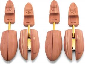 img 4 attached to 2-Pack Wooden Cedar Shoe Trees For Men - Adjustable Stretcher Fits Sneakers & Shoes