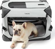 🐶 lesure collapsible dog crate: portable travel kennel for small dogs, 4-door pet crate with durable mesh windows - indoor & outdoor use (light gray) logo