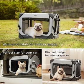 img 3 attached to 🐶 Lesure Collapsible Dog Crate: Portable Travel Kennel for Small Dogs, 4-Door Pet Crate with Durable Mesh Windows - Indoor & Outdoor Use (Light Gray)