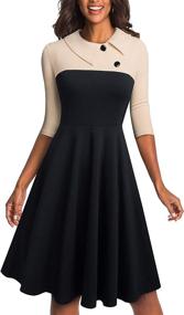 img 4 attached to HOMEYEE Womens Sleeve Church Colorblock Women's Clothing : Dresses