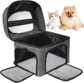 img 4 attached to Подходит для авиаперевозки сумка для кошек - мягкая складная переноска для путешествий с маленькими, средними и большими кошками