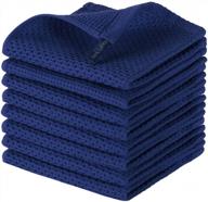 ультрамягкие и впитывающие хлопчатобумажные салфетки для быстрой сушки - 8 шт. в упаковке темно-синие вафельные полотенца от joybest логотип