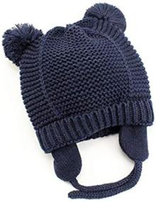 img 3 attached to Вязаная шапка-бини для маленьких девочек и мальчиков с ушными вкладышами и флисовой подкладкой для зимнего тепла