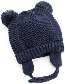 img 4 attached to Вязаная шапка-бини для маленьких девочек и мальчиков с ушными вкладышами и флисовой подкладкой для зимнего тепла