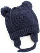 infant toddler girls boys knit beanie hat with earflaps and fleece lining for winter warmth logo
