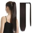 barsdar 26 inch ponytail extension long straight wrap around clip in synthetic fiber hair for women - darkest brown logo