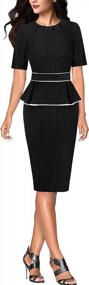 img 3 attached to Peplum Sheath Dress: VFSHOW Women'S Crew Neck Pleated Business Office Work Bodycon Dress