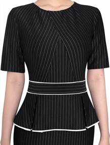 img 2 attached to Peplum Sheath Dress: VFSHOW Women'S Crew Neck Pleated Business Office Work Bodycon Dress