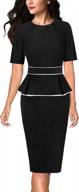 peplum sheath dress: vfshow women's crew neck pleated business office work bodycon dress logo