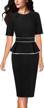 peplum sheath dress: vfshow women's crew neck pleated business office work bodycon dress logo