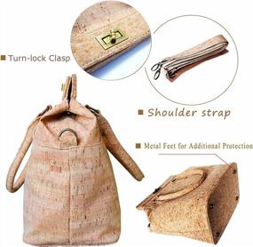 img 3 attached to Boshiho Cork Handbag For Women - Top Handle Tote Bag, Crossbody Vegan Satchel For Natural Style