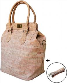img 1 attached to Сумка Boshiho Cork для женщин - большая сумка с верхней ручкой, веганская сумка через плечо для естественного стиля
