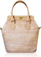 boshiho cork handbag for women - top handle tote bag, crossbody vegan satchel for natural style logo