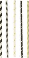 🎉 charmed black/gold new year hollywood star party stripe/chevron straw mix (125 pack), assorted - elevate your celebrations with glamorous drink accessories! logo