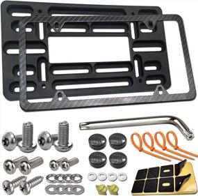 img 4 attached to Get Your License Plate Secure With Aootf Universal Front Bumper Mounting Kit & Carbon Fiber Plate Cover - Ideal For US Vehicle, Trailer, And Truck
