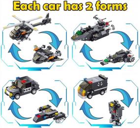 img 3 attached to STEM Learning Building Bricks Toys - 832 PCS 8-In-1 Robot Building Kit For Kids, Including Armored Police Car Engineering Construction Vehicle Blocks Set, Ideal For Boys & Girls Age 4-8