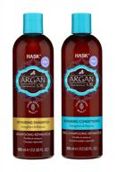 шампунь и кондиционер hask argan oil для восстановления волос всех типов, безопасный для окрашенных волос, без глютена, без сульфатов, без парабенов, не тестируется на животных - 1 шампунь и 1 кондиционер логотип