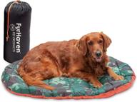 🐾 furhaven large trail pup travel dog bed - outdoor camping pillow mat with stuff sack, washable pet bed for dogs and cats in paprika & camo-paw logo