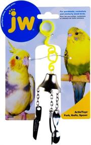 img 1 attached to 🐦 Small Bird Toy by JW Pet Company - Activitoy Fork, Knife, and Spoon" (Color Variation)