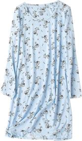 img 4 attached to Модное и удобное женское хлопковое платье с длинными рукавами и принтом PNAEONG для уютного ночного сна