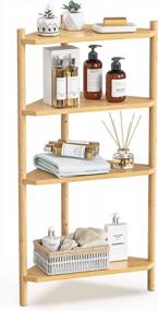 img 4 attached to 100% Real Bamboo 4 Tier Stackable Corner Shelf | Counter Organizer Rack Stand For Kitchen & Bathroom Countertop Storage