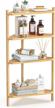 100% real bamboo 4 tier stackable corner shelf | counter organizer rack stand for kitchen & bathroom countertop storage logo