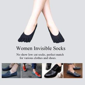 img 1 attached to Women'S No Show Toe Socks: Five Finger Invisible Liner Boat Running Cotton Crew Ankle Sock