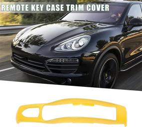 img 3 attached to X AUTOHAUX Gold Tone Car Remote Key Fob Case Cover Shell Trim Plastic For Porsche Cayenne Panamera Macan