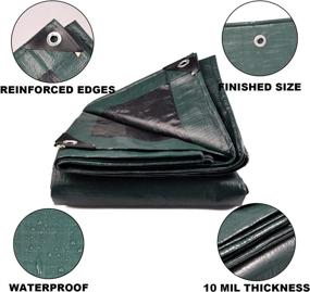 img 3 attached to 🌿 10 Mil Thick Heavy Duty Tarp | Waterproof UV Blocking Poly Tarps | Multipurpose Protective Cover with Bungee Cords and Balls | Outdoor Weather Protection for Roof, Camping, or Goods | Green/Black | 6’ x 8‘