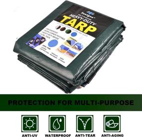 img 2 attached to 🌿 10 Mil Thick Heavy Duty Tarp | Waterproof UV Blocking Poly Tarps | Multipurpose Protective Cover with Bungee Cords and Balls | Outdoor Weather Protection for Roof, Camping, or Goods | Green/Black | 6’ x 8‘